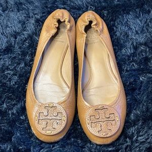Tory Burch tumbled leather flats, size 8.